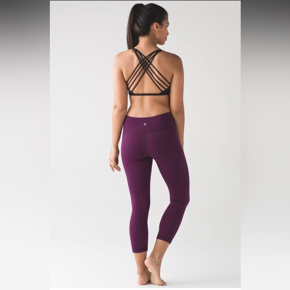 Lululemon Wunder Under Crop‎ III Teeny Tooth Deep Fuchsia Black Size 6 - Picture 1 of 11